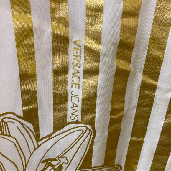 Versace Jeans Floral Striped T-Shirt Sz L - Picture 3 of 9